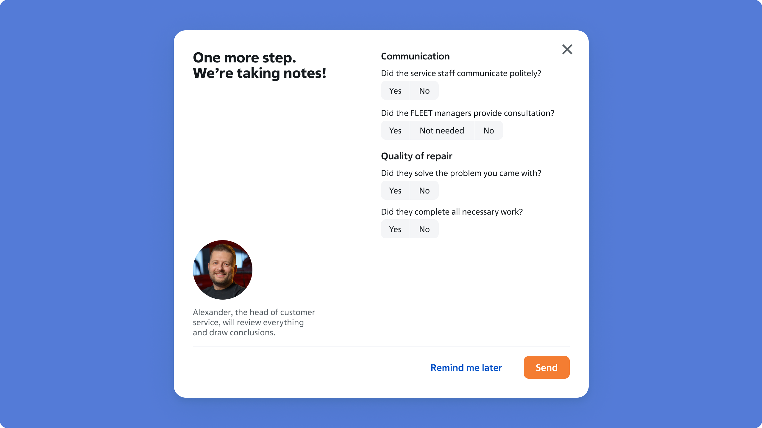 Assessment flow screens